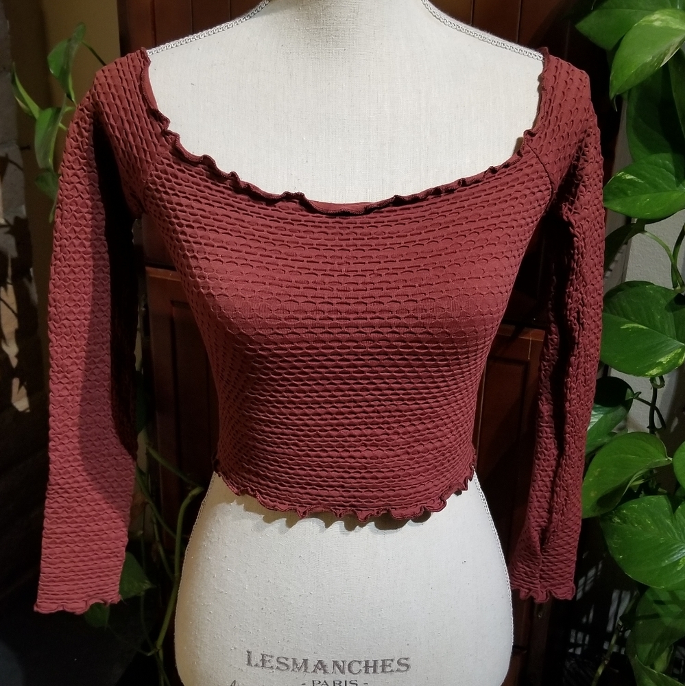 DONATING!! BUY NOW! Free People Textured Off Shoulder Crop Top - Picture 7 of 9